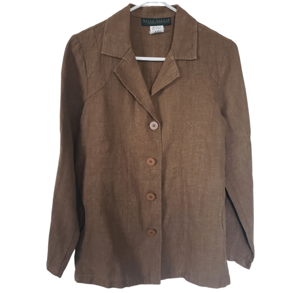 Harve Benard Linen Jacket Button Closure Pockets 6